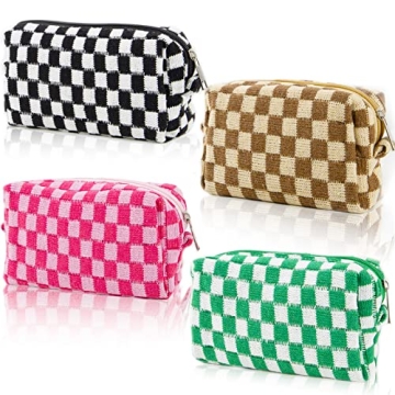 Stylish EYNDYN Checkered Makeup Bag Set for Women