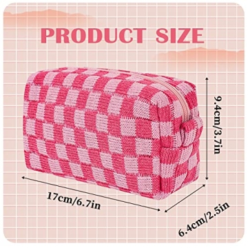 Stylish EYNDYN Checkered Makeup Bag Set for Women