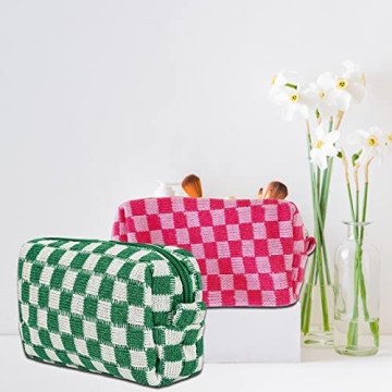 Stylish EYNDYN Checkered Makeup Bag Set for Women