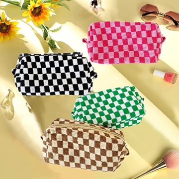 Stylish EYNDYN Checkered Makeup Bag Set for Women