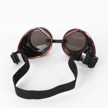 TOEKSIX Vintage Steampunk Goggles Cosplay Punk Gothic Glasses - Purple Bronze