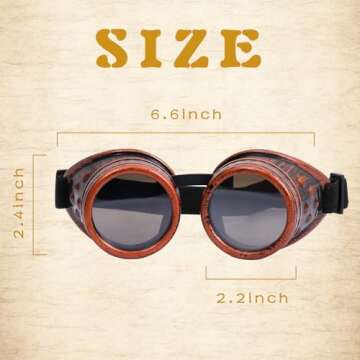 TOEKSIX Vintage Steampunk Goggles Stylish Cosplay Accessory