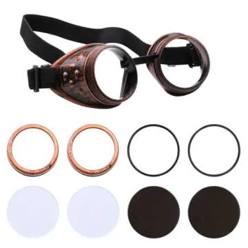 TOEKSIX Vintage Steampunk Goggles Stylish Cosplay Accessory