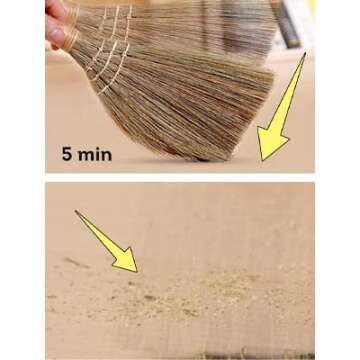 MISCRANAST. Small Natural Whisk Broom with Wood Handle Retro Nature. Vietnamese Soft Straw Broom for Cleaning. Use it as a Decoration, Wedding, Witch Broom, Broomstick Halloween, Mini Straw Broom