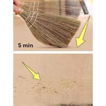 MISCRANAST. Small Natural Whisk Broom with Wood Handle Retro Nature. Vietnamese Soft Straw Broom for Cleaning. Use it as a Decoration, Wedding, Witch Broom, Broomstick Halloween, Mini Straw Broom