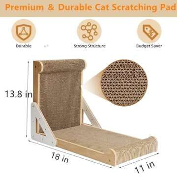 XSHNUO Cat Scratcher, Wooden L Shape Indoor Cat Scratcher with Cardboard Pad for Multi Cats Family as Furniture Protector Training Toy