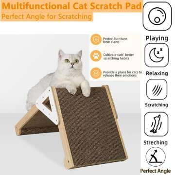 XSHNUO Cat Scratcher, Wooden L Shape Indoor Cat Scratcher with Cardboard Pad for Multi Cats Family as Furniture Protector Training Toy
