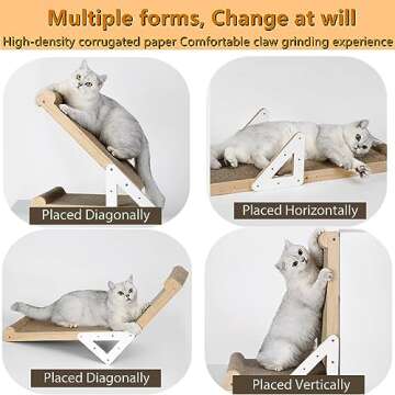 XSHNUO Cat Scratcher, Wooden L Shape Indoor Cat Scratcher with Cardboard Pad for Multi Cats Family as Furniture Protector Training Toy