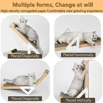 XSHNUO Cat Scratcher, Wooden L Shape Indoor Cat Scratcher with Cardboard Pad for Multi Cats Family as Furniture Protector Training Toy