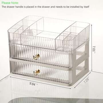 MIUOPUR Makeup Organizer with 2 Large Drawers, Countertop Organizer for Cosmetics, Ideal for Bathroom and Bedroom Vanity Countertops, Desk Storage Holder for Lipstick, Brushes and Nail Polish