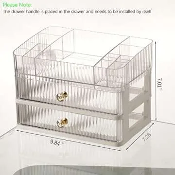 MIUOPUR Makeup Organizer with 2 Large Drawers, Countertop Organizer for Cosmetics, Ideal for Bathroom and Bedroom Vanity Countertops, Desk Storage Holder for Lipstick, Brushes and Nail Polish