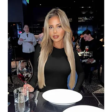 OQQ Long Sleeve Crew Neck Tops for Casual Style