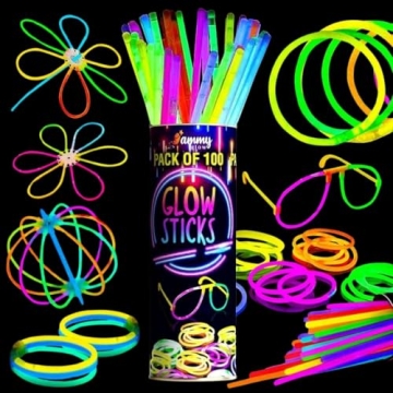 Premium Bright Glow Sticks Bulk Party Pack for Halloween - 205 Pcs of Neon Accessories for Kids Part...