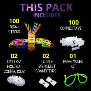 Premium Glow Sticks Bulk Party Pack for Halloween Fun