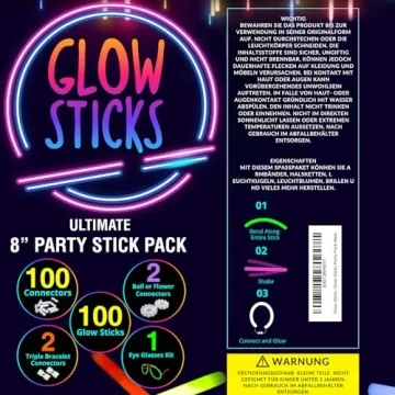 Premium Glow Sticks Bulk Party Pack for Halloween Fun