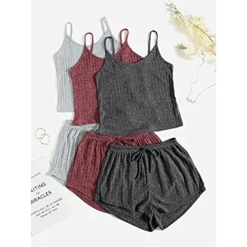 SheIn Women's Rib Knit Lounge Set - Stylish Sleepwear