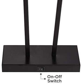 360 Lighting Cole Modern Minimalist Table Lamps 27" Tall Set of 2 with USB Charging Ports Black Metal White Rectangular Shade for Living Room Bedroom House Bedside Nightstand Home Office