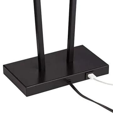 360 Lighting Cole Modern Minimalist Table Lamps 27" Tall Set of 2 with USB Charging Ports Black Metal White Rectangular Shade for Living Room Bedroom House Bedside Nightstand Home Office