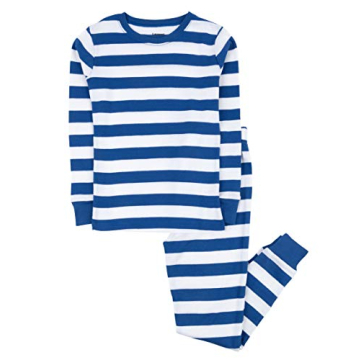 Leveret Boys Girls Kids Striped Two Piece Cotton Pajamas Blue & White Size 8 Years