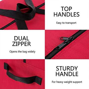 Sattiyrch Christmas Tree Storage Bag,Fits Up to 6 ft Tall Artificial Tree,Heavy Duty 600D Canvas Red...