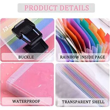 13 Pockets Accordian File Organizer, 7x4.5 Inches, A6 Plastic Wallet for Cards,Coupons,Receipt,Tax Item, Mini Expanding Folders, Expandable Portable Folder