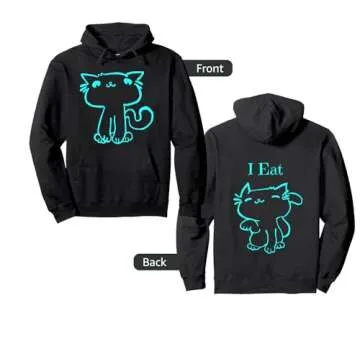 Funny Turquoise Cat I Eat Pullover Hoodie for Cat Lovers