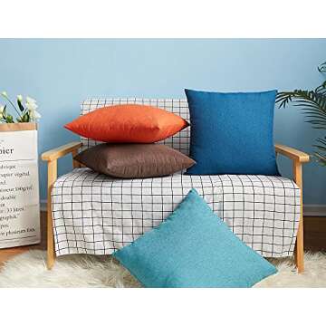 4TH Emotion Outdoor Waterproof Throw Pillow Covers Garden Cushion Case for Fall Patio Couch Sofa Polyester Home Decoration Pack of 2, 16 X 16 Inches Orange