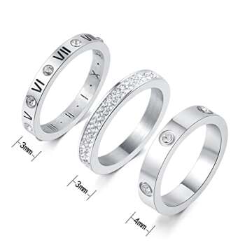 YIKOXI 3pcs Love Lucky Ring Sets for Women
