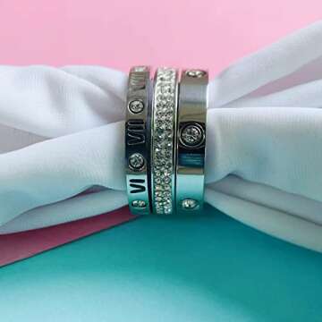 YIKOXI 3pcs Love Lucky Ring Sets for Women