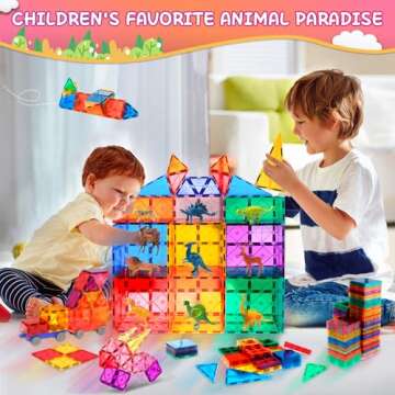 Lotmey Magnetic Tiles for Kids, Magnetic Blocks Building Toys, 3D Magnet Tiles Building Blocks, Preschool Magnetic Toys Stacking Blocks STEM Toys for Toddlers Kids 3 4 5 6 7 8-12