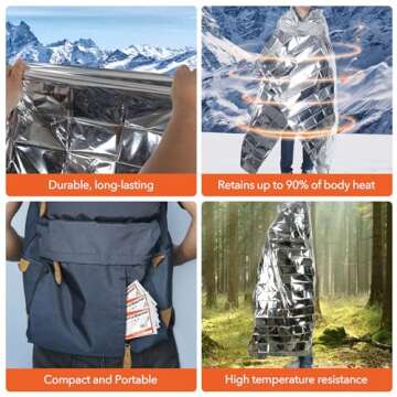 Frocopo 6 Pack Emergency Mylar Blanket, Emergency Blanket Space Blanket Survival Rescue Insulating Reflective foil kit Outdoors Hiking Camping Blanket Perfect for Outdoors, Hiking, Camping Survival