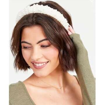 FEDANS Pearl Headbands for Women Bulky Fashion Head Band Design Bridal Elegant Wedding Headwear Wide Hairbands For Girl