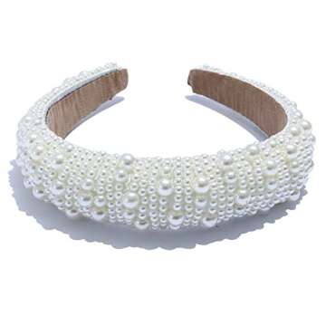 FEDANS Pearl Headbands for Women Bulky Fashion Head Band Design Bridal Elegant Wedding Headwear Wide Hairbands For Girl