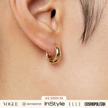 Ana Luisa Giulia Chunky Huggie Hoop Earrings for Women - Hypoallergenic, Water-Resistant, Tarnish-Fr...