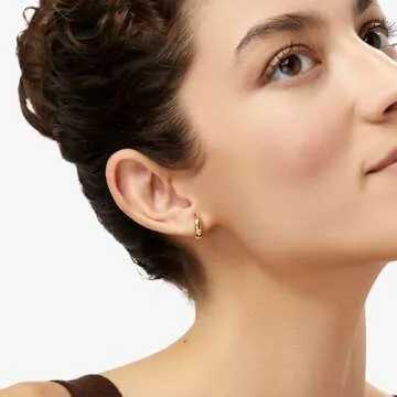 Ana Luisa Giulia Chunky Huggie Hoop Earrings for Women - Hypoallergenic, Water-Resistant, Tarnish-Free Jewelry - Bold 14K Gold Plated & Silver Rhodium Plated Hoops - Stylish Design in Gold and Silver