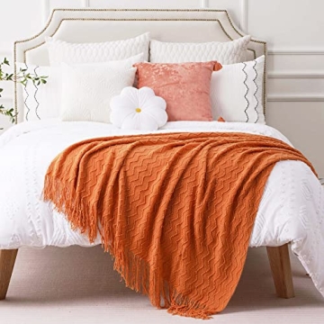 BATTILO HOME Burnt Orange Throw Blanket Soft Lightweight
