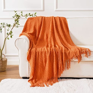 BATTILO HOME Burnt Orange Throw Blanket Soft Lightweight