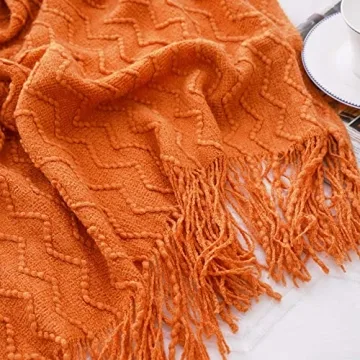 BATTILO HOME Burnt Orange Throw Blanket Soft Lightweight