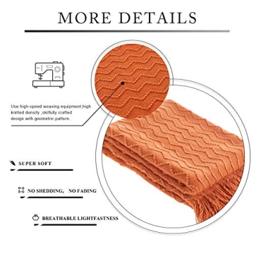 BATTILO HOME Burnt Orange Throw Blanket Soft Lightweight