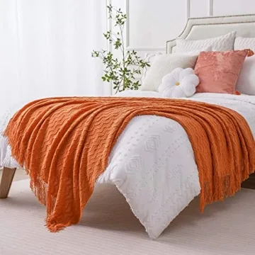 BATTILO HOME Burnt Orange Throw Blanket Soft Lightweight