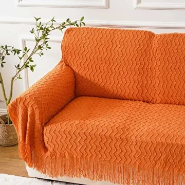 BATTILO HOME Burnt Orange Throw Blanket Soft Lightweight