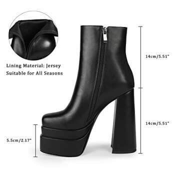 WEKISS Platform Chunky Black Boots Black Platform Boots for Women Black Boots for Women Black Heeled Boots Chunky Platform Black Boots Black GoGo Boots Ankle Mid Calf Boots Black Platform Booties