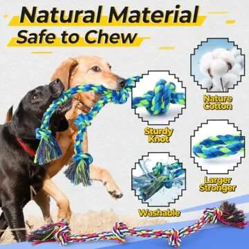 Eefitoys Heavy Duty Dog Rope Toys for Aggressive Chewers, Tough Tug of War Dog Toys for Large, Medium & Small Dogs – 5 Pack Including 2 Ropes & 3 Supplies