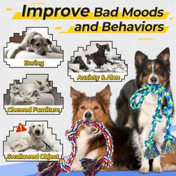 Eefitoys Heavy Duty Dog Rope Toys for Aggressive Chewers, Tough Tug of War Dog Toys for Large, Medium & Small Dogs – 5 Pack Including 2 Ropes & 3 Supplies