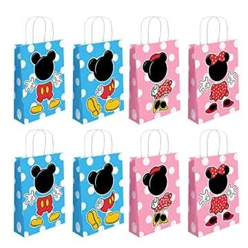 GOPARTY 16 Pcs Min Mouse Gift Bags Goodie Bags Treat Bags for Mouse Fans Party Decorations, Kids Adults Birthday Party Supplies Party Favor Bags