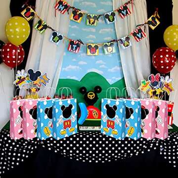 GOPARTY 16 Pcs Min Mouse Gift Bags Goodie Bags Treat Bags for Mouse Fans Party Decorations, Kids Adults Birthday Party Supplies Party Favor Bags