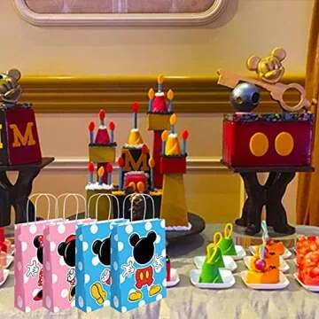 GOPARTY 16 Pcs Min Mouse Gift Bags Goodie Bags Treat Bags for Mouse Fans Party Decorations, Kids Adults Birthday Party Supplies Party Favor Bags