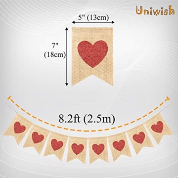Uniwish Red Heart Banner for Valentine’s Day and Weddings