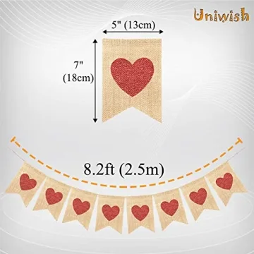 Uniwish Red Heart Banner for Valentine’s Day and Weddings