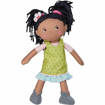 HABA Cari 12" Soft Doll - Washable, Embroidered Face, Green Dress